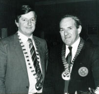 Ernie Callaghan, President Motorcycle Union of Ireland 1983 and Gerry Martin, President Motorcycle Union of Ireland Southern Centre 1983